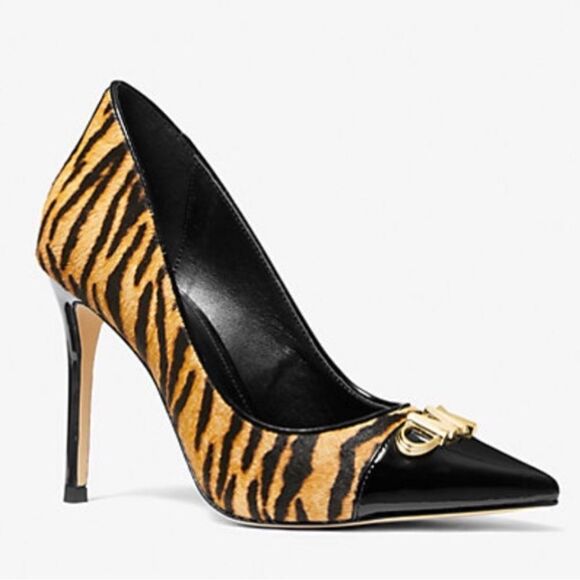 MICHAEL Michael Kors Parker Tiger-Print Calf Hair Pumps Marigold ⭐️ rare ⭐️ - Picture 3 of 4
